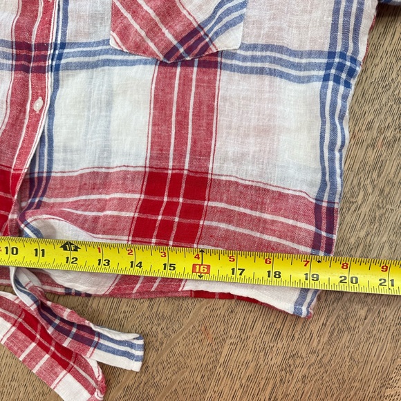 RAILS Linen Amelie Plaid Tie Front Crop Top Blouse medium - Picture 10 of 15